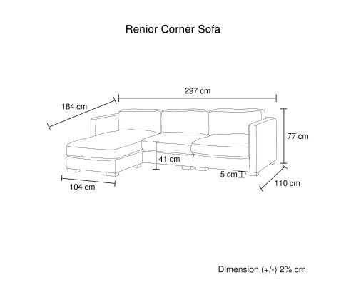 ZELDA 3 SEATER CORNER SOFA WITH REVERSIBLE CHAISE - AS PICTURED